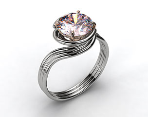 18k White Gold Three Band Solitaire Swirl AE141 by Danhov Designer Engagement Ring